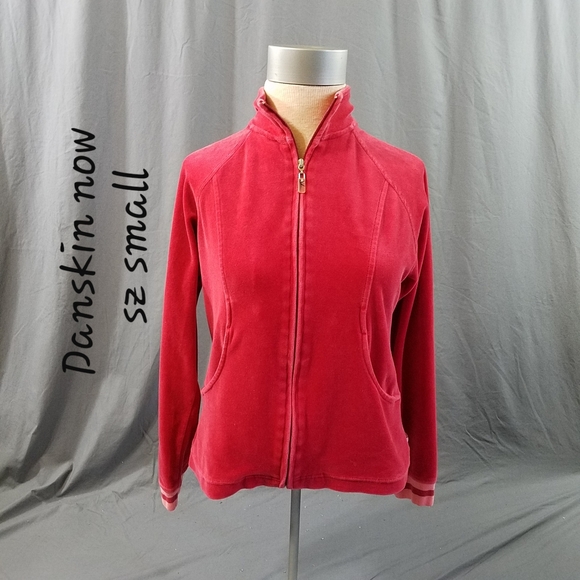 Danskin now front zip red jacket sz sm velour soft - Picture 1 of 10
